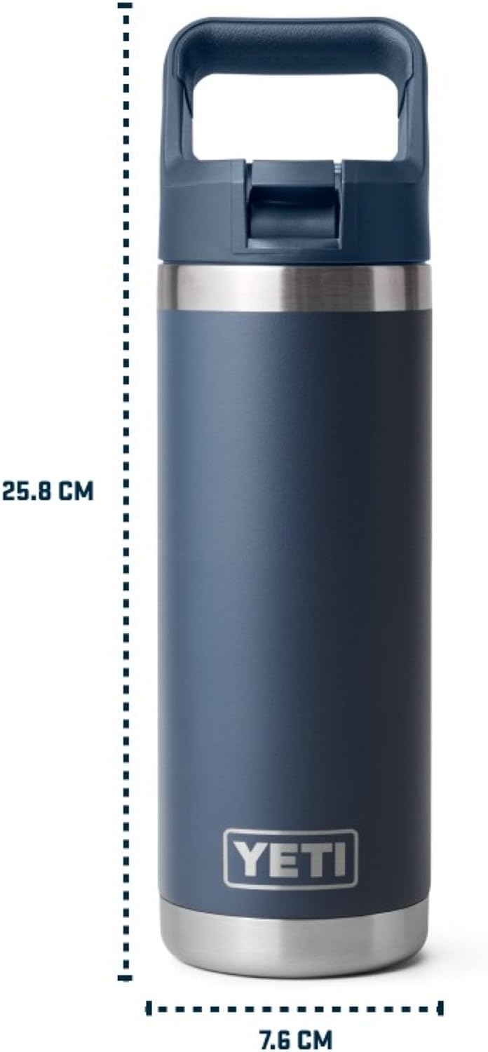 YETI Rambler C Flasche Mit Farblich Abgestimmtem Trinkhalmdeckel, Black Forest Green, 18 oz (532 ml)