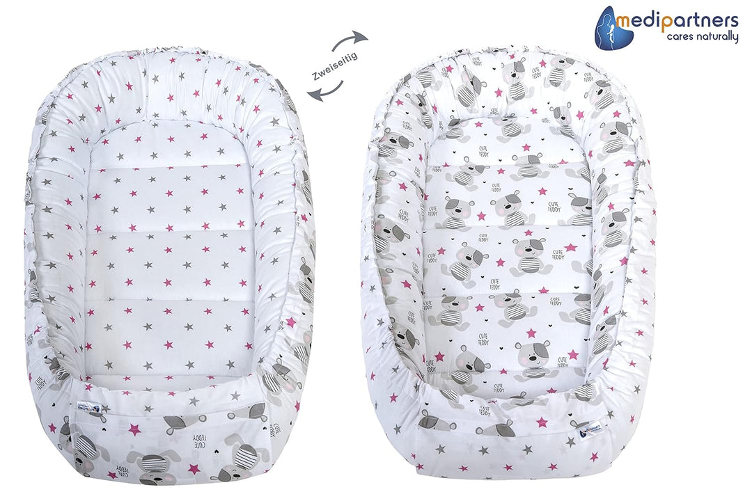 Medi Partners 5 teilig Babynestchen Set Babynest 100x60x15 herausnehmbarer Einsatz Bett Kuschelnest