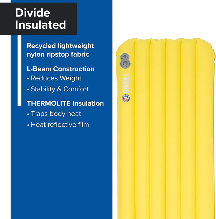 BIG AGNES Divide Insulated | leichte, kompakte 3-Jahreszeiten-Luftkammer-Isomatte | breit lang | War