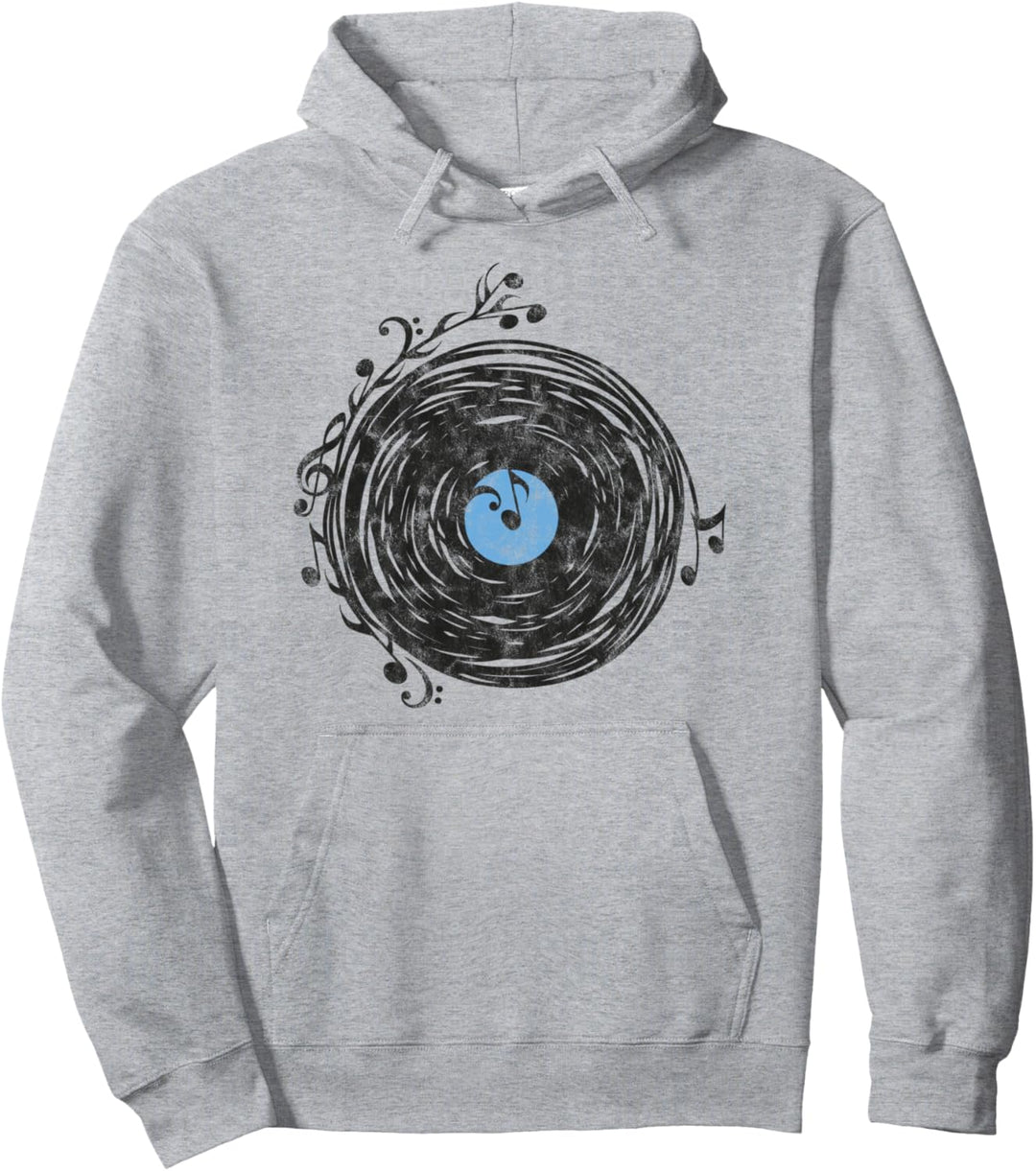 Musik, Schallplatte, Noten, Notenschlüssel, Retro, Vintage Pullover Hoodie