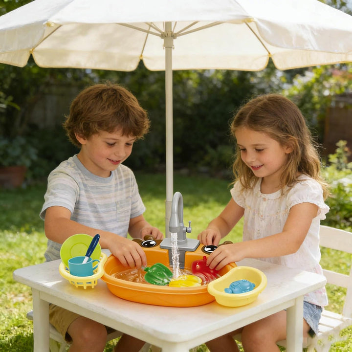Spielküche mit fliessendem Wasser für Kleinkinder Rollenspielset mit drehbarem Wasserhahn Spielzeuge