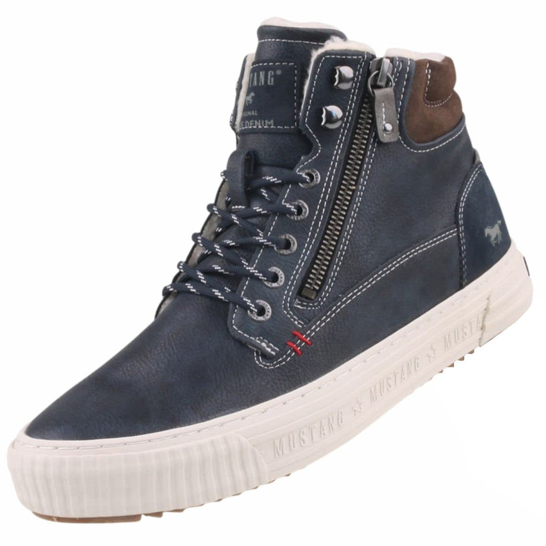 MUSTANG Herren Stiefel Schnürboots 44 EU Blau, 44 EU Blau