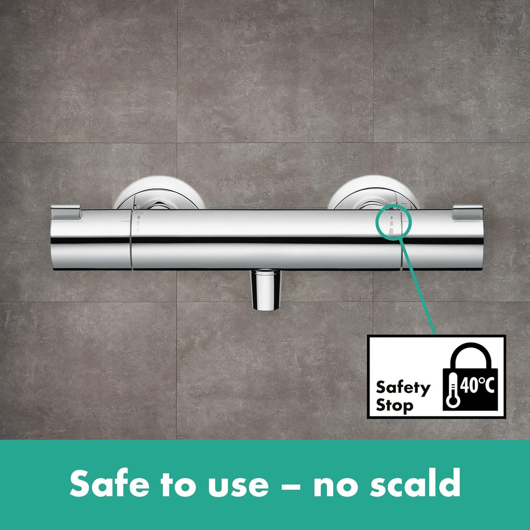 hansgrohe Ecostat - Duschthermostat Aufputz, Duscharmatur mit Sicherheitssperre (SafetyStop) bei 40°