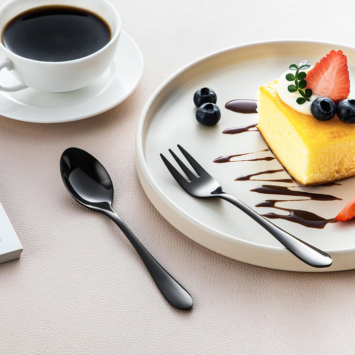 vancasso Besteck Schwarz 60-Teilig, Besteck Set für 12 Personen, 18/10 Edelstahl Besteckset mit Mess