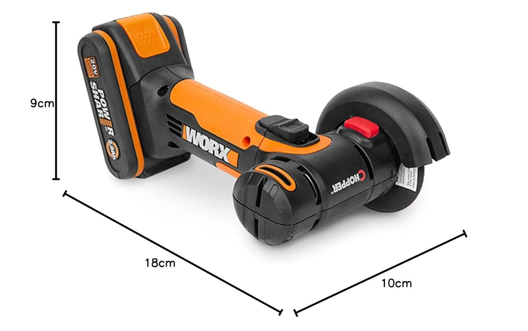 WORX Akku Winkelschleifer WX801 Powershare 2,0Ah Akku und Ladegerät 76mm Kompaktschleifer mit schmal