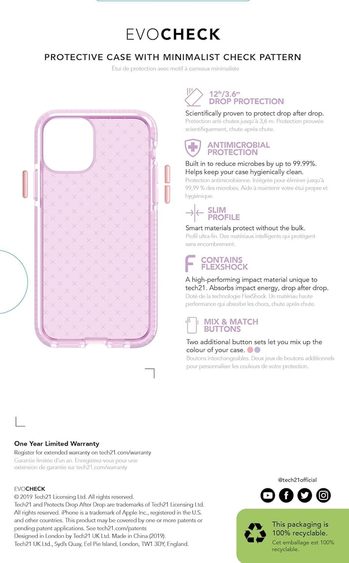 tech21 Evo Check Schutzhülle für Apple iPhone 11 Pro Max – keimbekämpfende antimikrobielle Schutzhül
