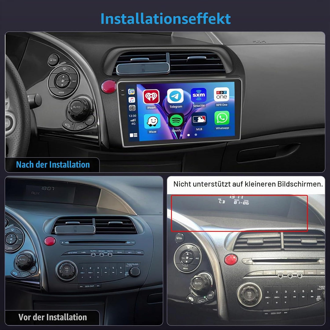 Inefala 4+128G Autoradio für Honda Civic VIII 2006-2011 Android 15 mit 9&
