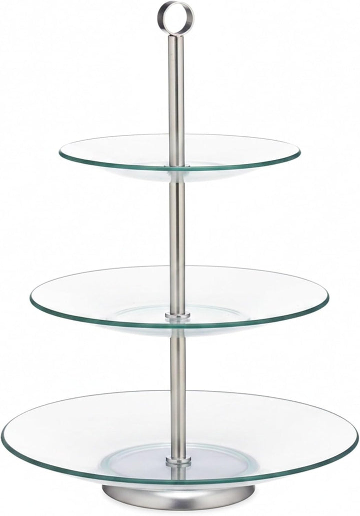 Relaxdays 2 x Etagere, 3 Etagen, rund, Cupcake, Keks, Obst, Muffin, Servierständer Hochzeit, Glas, E