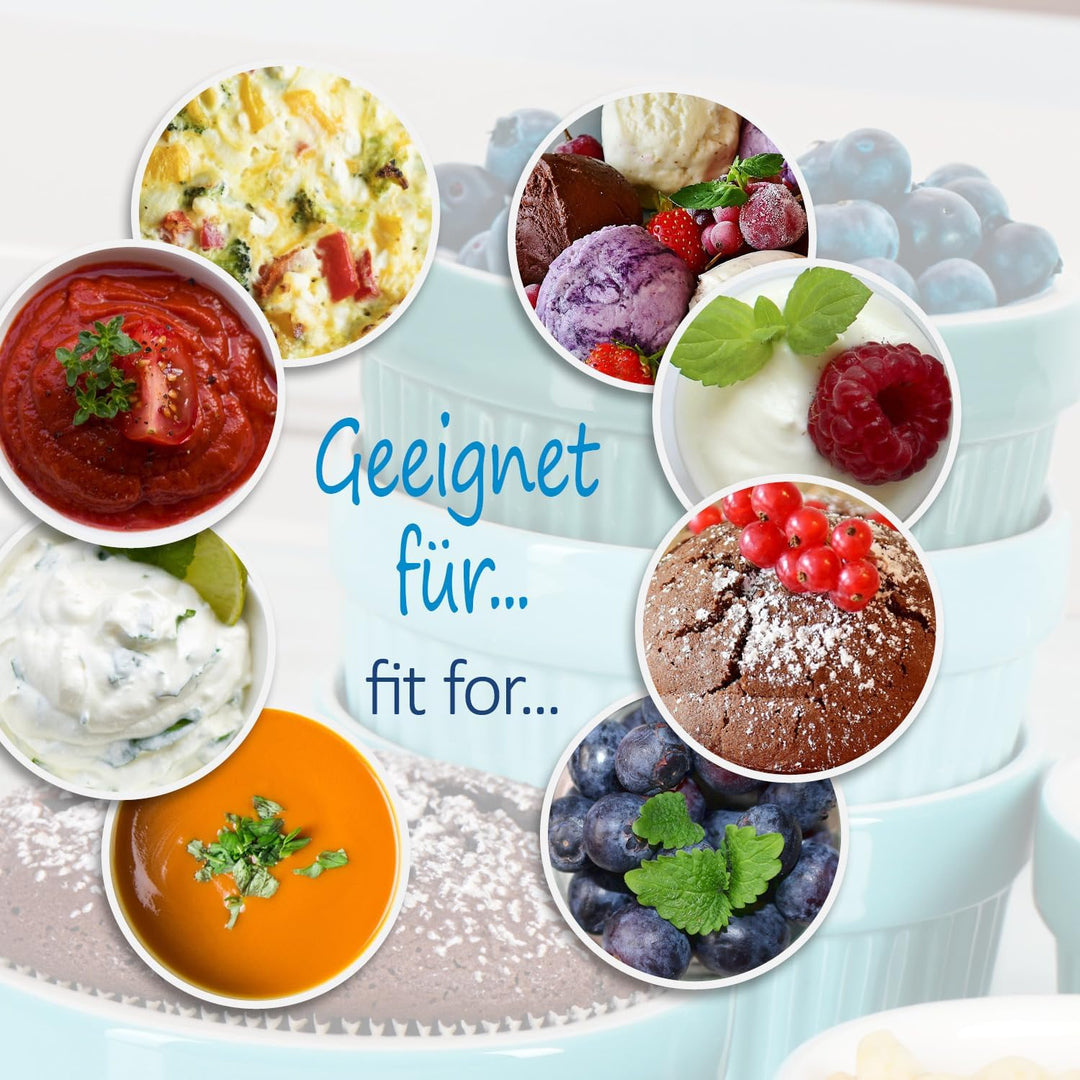 COM-FOUR® 6x Soufflé Förmchen - Creme Brulee Schälchen aus Keramik - Ofenfeste Förmchen - Dessertsch