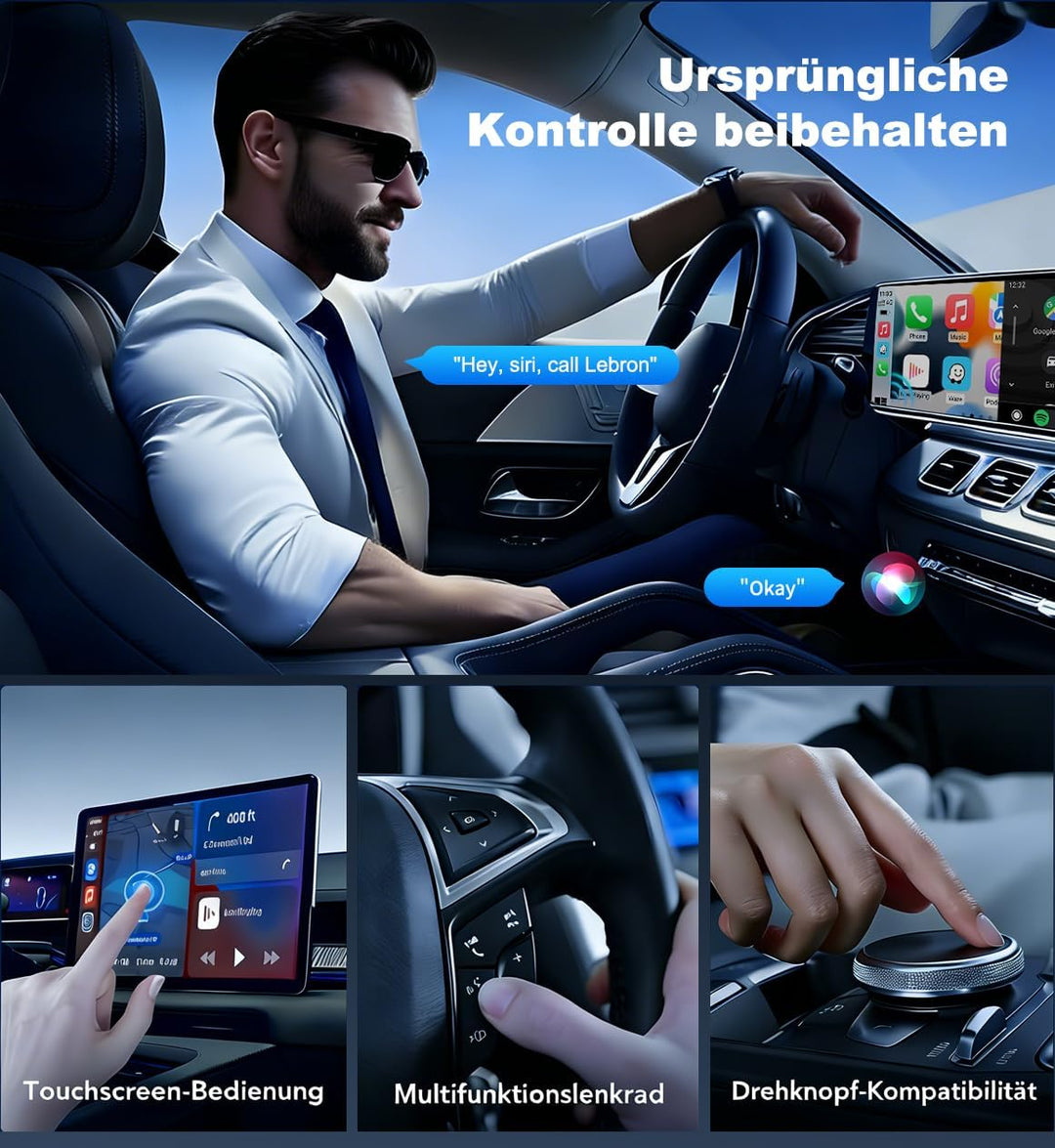 2026 Upgraded 2-in-1 Carplay Wireless Adapter, unterstützt CarPlay+Android Auto, Bluetooth 5.4 draht