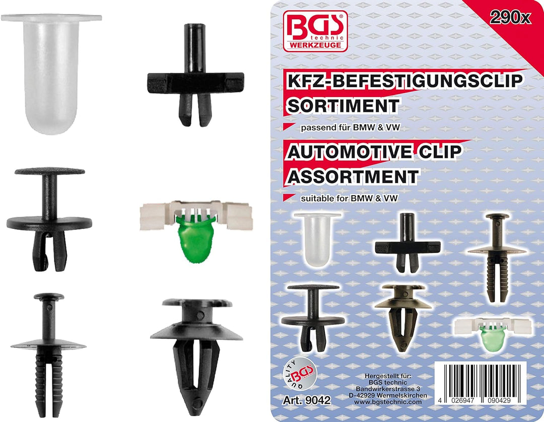 BGS 9042 | Kfz-Befestigungsclip-Sortiment für BMW, VW | 290-tlg.