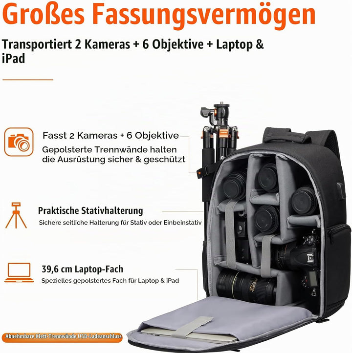 CADeN Kamerarucksack Camera Backpack Wasserabweisend Kameratasche Fototasche Kompatibel mit Sony Can