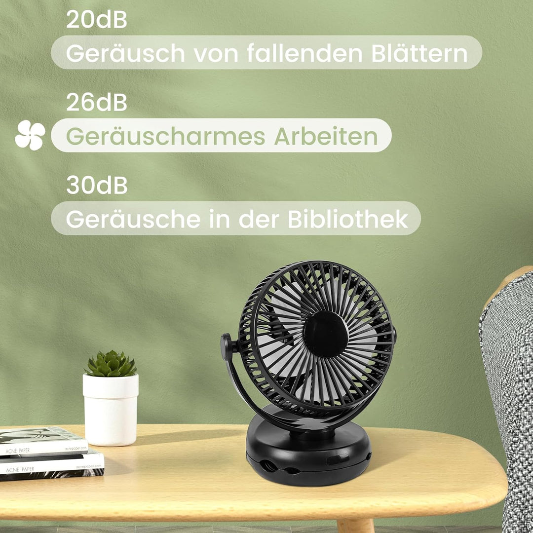 Mursche Tischventilator 10000mAh Akku Tisch Ventilator - Leise Clip Fan Kleiner USB Ventilator Tragb