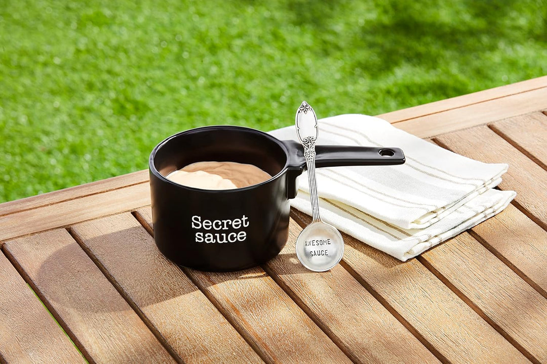 Mud Pie Secret Sauce Geschirr-Set, 8,9 x 22,9 cm, Löffel 15,2 cm, Schwarz