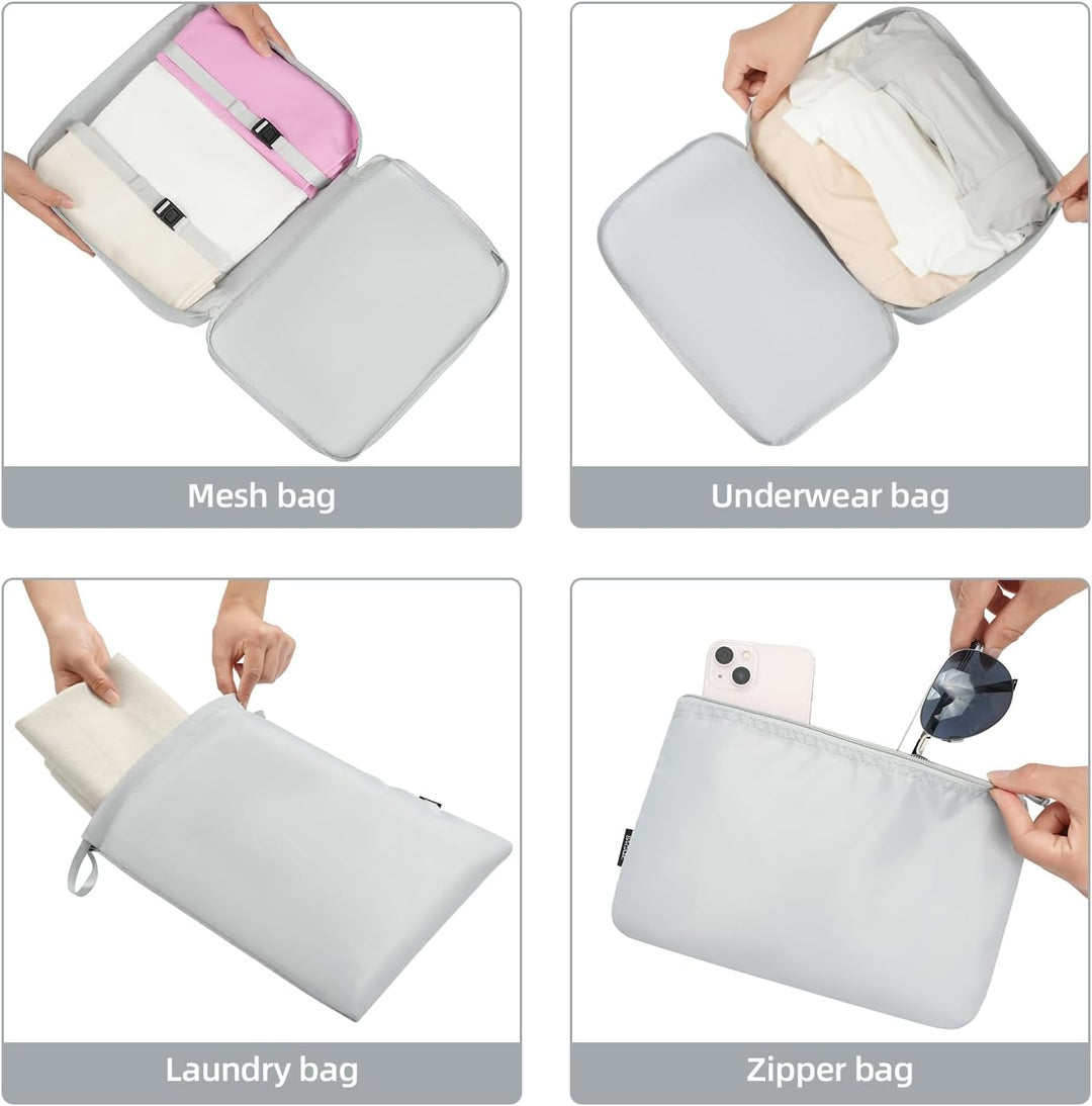 BAGAIL 10er-Set Packwürfel in verschiedenen Grössen Packorganizer für Reisezubehör Handgepäck Koffer