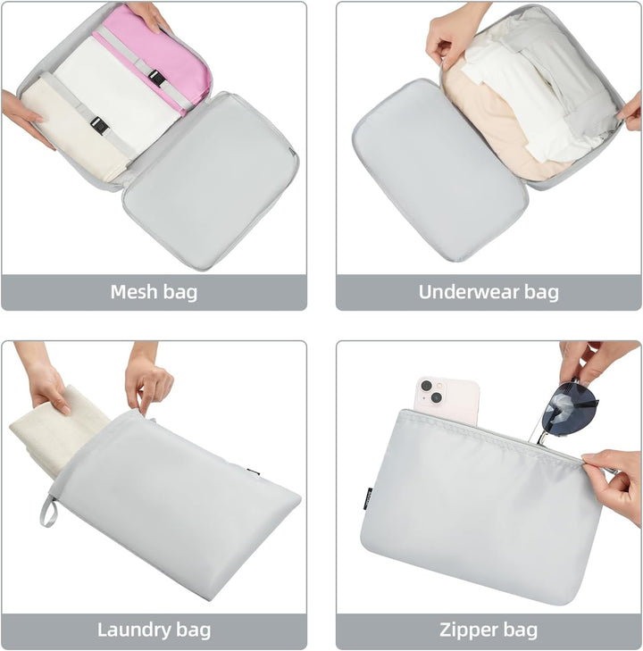 BAGAIL 10er-Set Packwürfel in verschiedenen Grössen Packorganizer für Reisezubehör Handgepäck Koffer