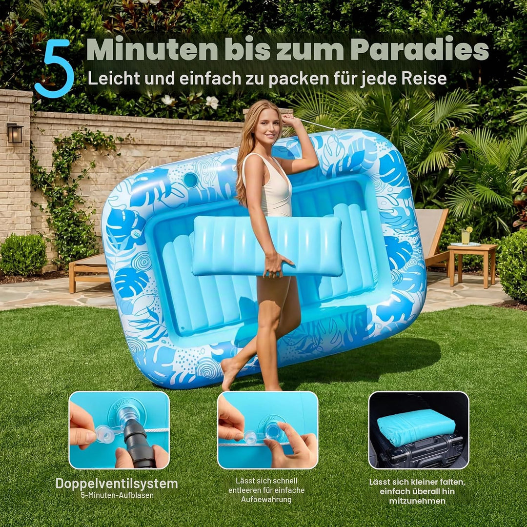 SLOOSH Aufblasbare Tanning Pool, 70" x 46"/ 85" x 57" Grosse aufblasbarer Luftmatratze für Erwachsen