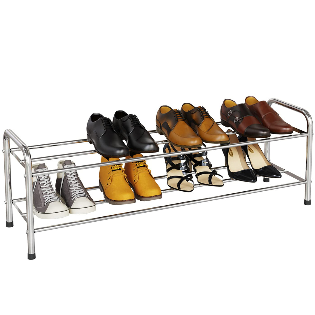 FANHAO Schuhregal, Schuhregale 2 Ebenen Edelstahl, Schuh-Organizer für bis zu 9-12 Paar Schuhe, Schu