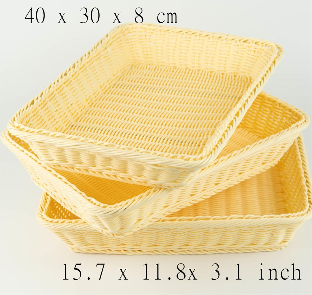 3-Pakete 15.7 Zoll Brot Körbe für das Servieren, rechteckige Körbe für die Lagerung, Weidenkörbe (Be