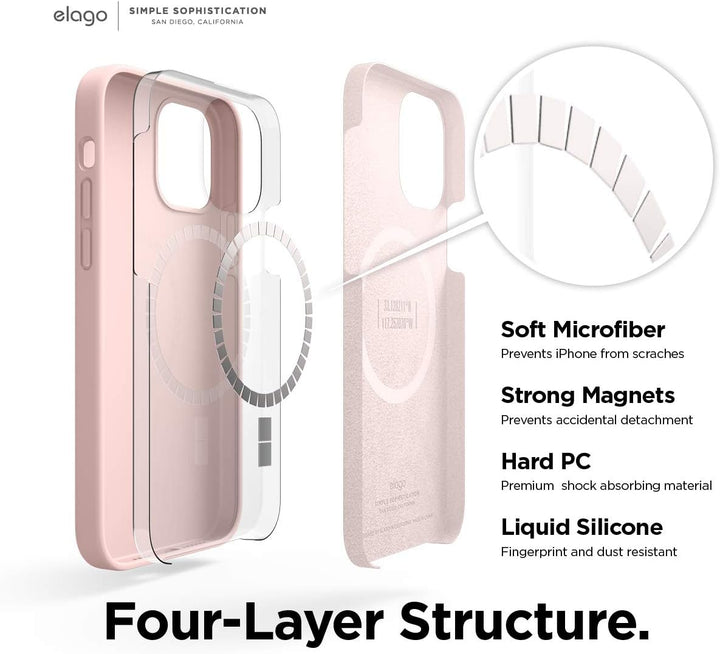 elago Magnetische Silikonhülle, kompatibel mit iPhone 12 und iPhone 12 Pro (6,1 Zoll), eingebaute Ma