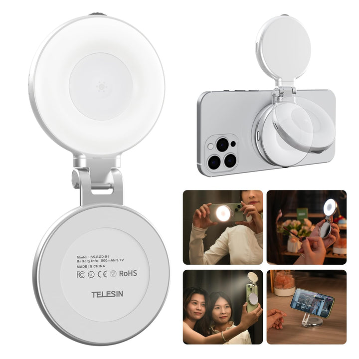 TELESIN C03 Magnetische Selfie-Licht, 3-in-1 Magnetische Selfie Licht Kompatibel mit Magsafe, CRI97