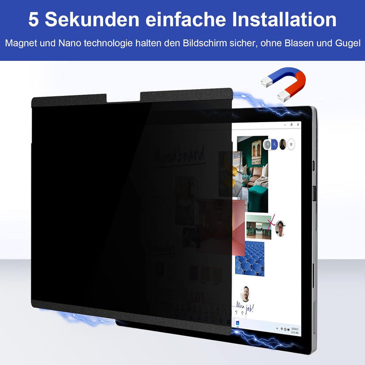 IPROKKO Magnetischer Blickschutzfilter für Microsoft Surface Pro 7 Plus/7/6/5/4/3-12,3 Zoll, Abnehmb