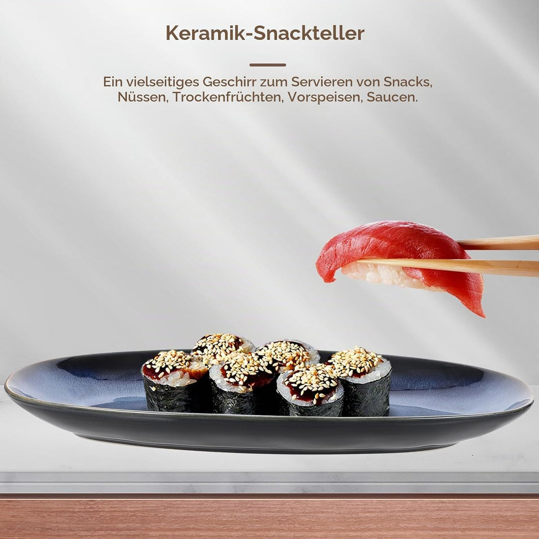 STOBAZA Keramik Servierplatten-Japanisches Sushi Tablett,Sashimi Teller Geschirr Tablett Obstteller