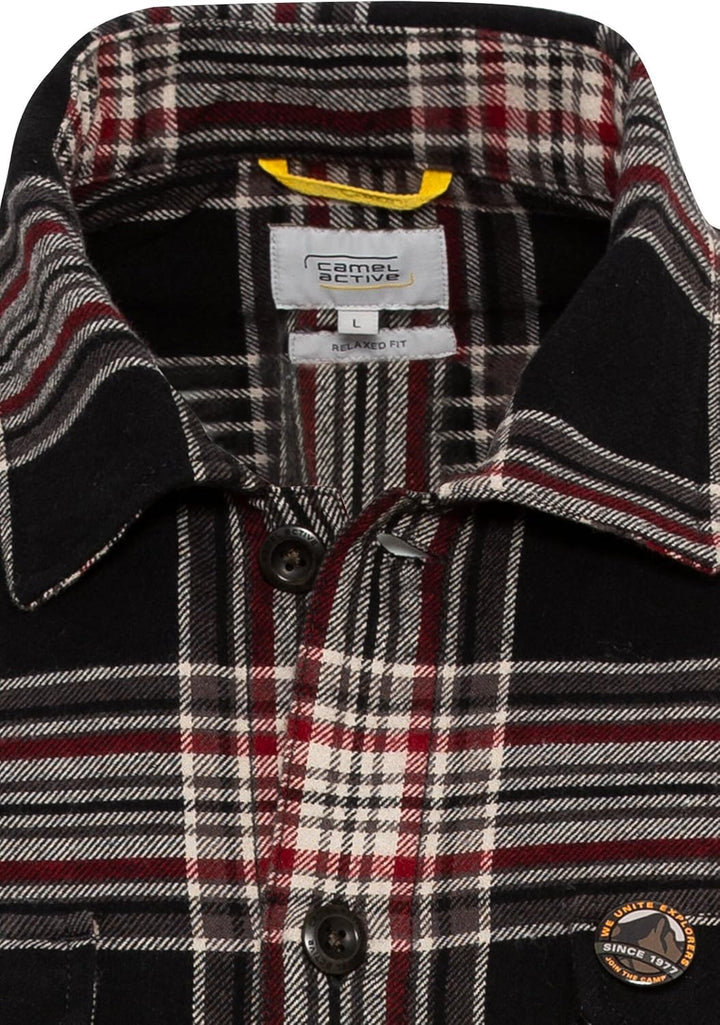 camel active Herren Flanell Overshirt im Karomuster L Anthra, L Anthra