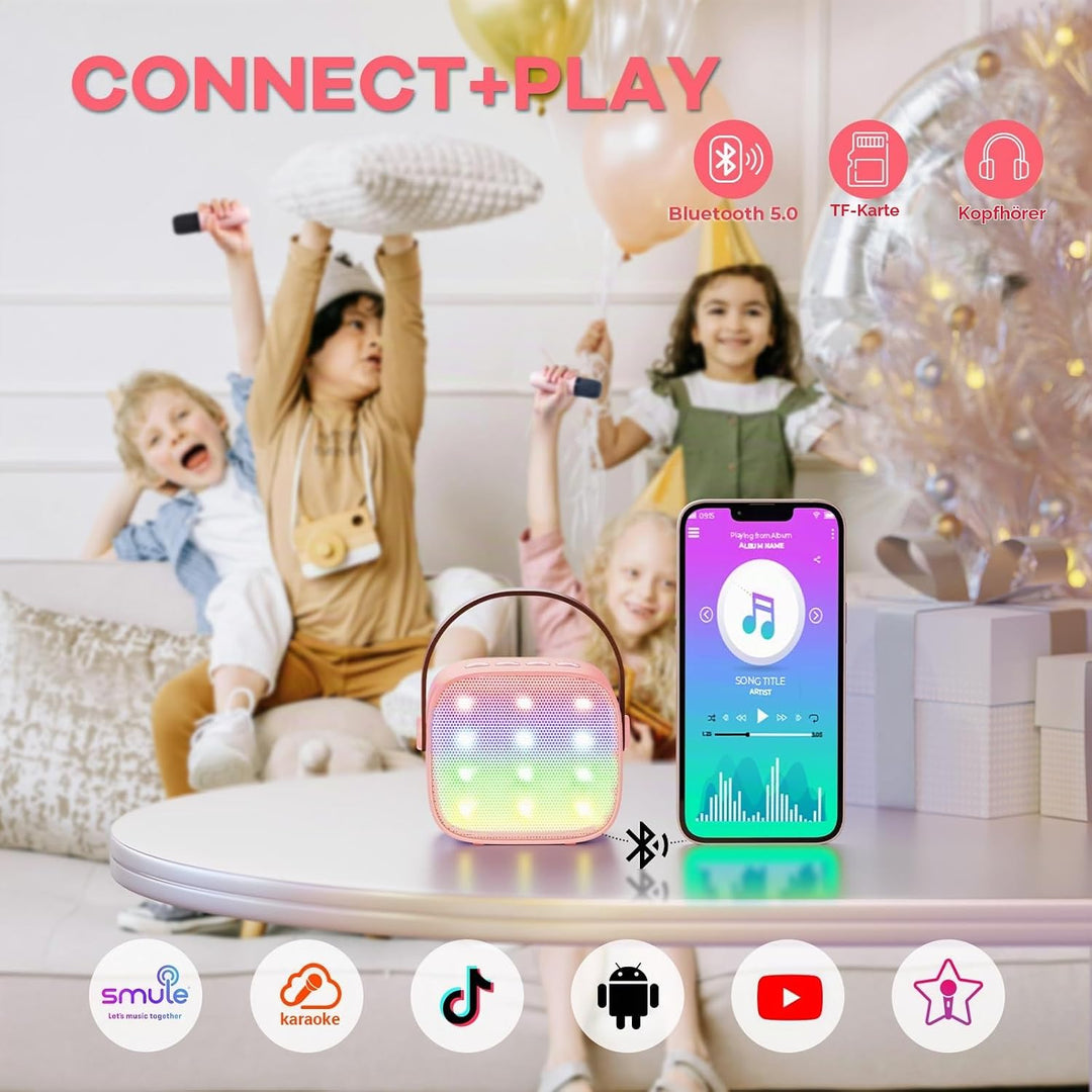 YLL Mini Kinder Karaoke Maschine mit 2 Mikrofon, Karaoke Geschenke für Mädchen Alter 3 4 5 6 7 8 9 1