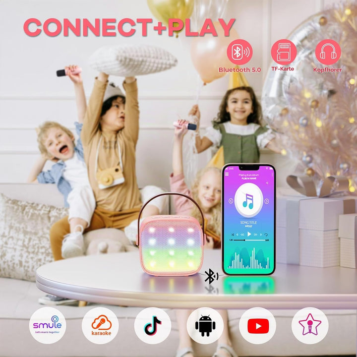 YLL Mini Kinder Karaoke Maschine mit 2 Mikrofon, Karaoke Geschenke für Mädchen Alter 3 4 5 6 7 8 9 1