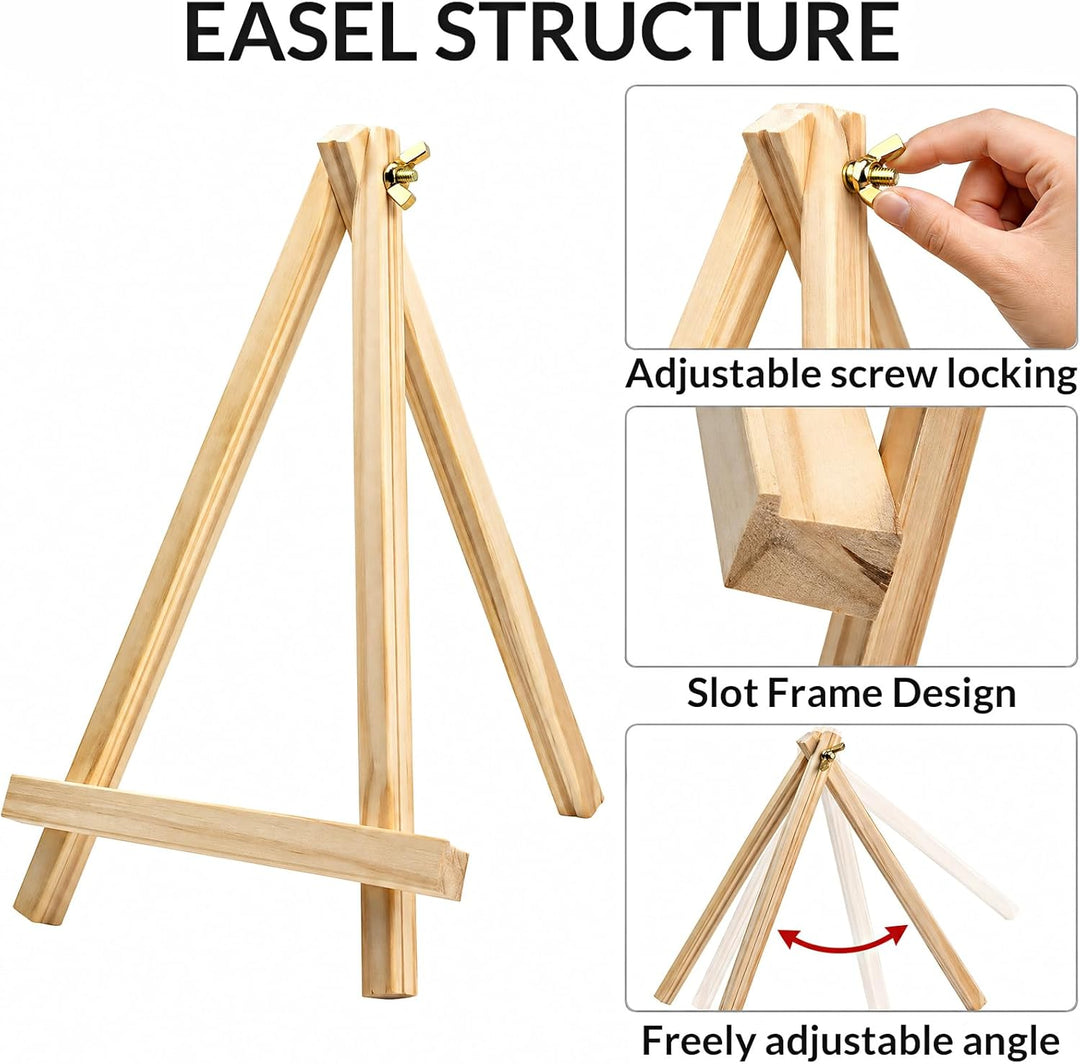 12er Set 9 Zoll Holz Staffeleien – Tischstaffeleien für Malerei & Präsentation, Mini Staffelei für L