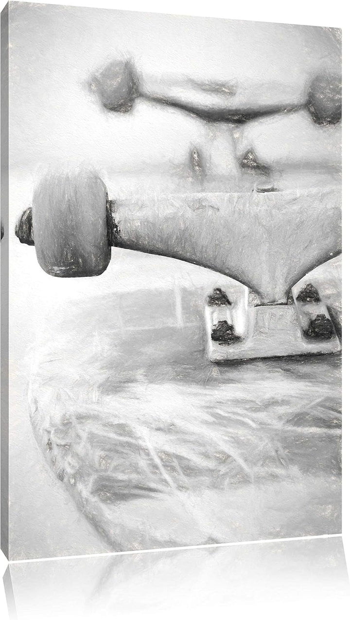 Skateboard Kohle Effekt, Format: 100x70 auf Leinwand, XXL riesige Bilder fertig gerahmt mit Keilrahm