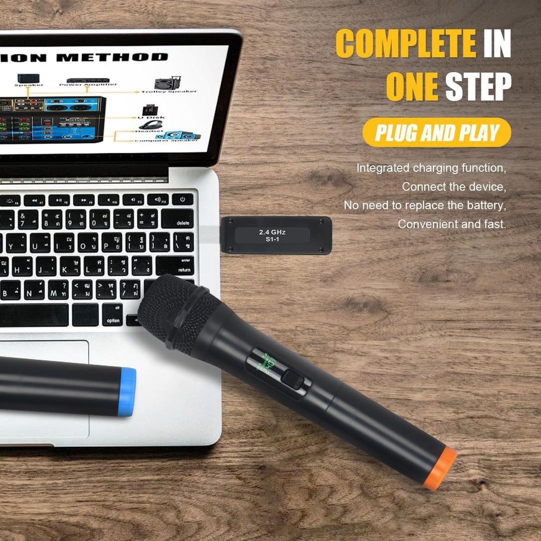 K1 Professional USB Mikrofon-Sets Wireless 2 Handheld VHF 230-250 MHz Mikrofonsystem 100 m Entfernun