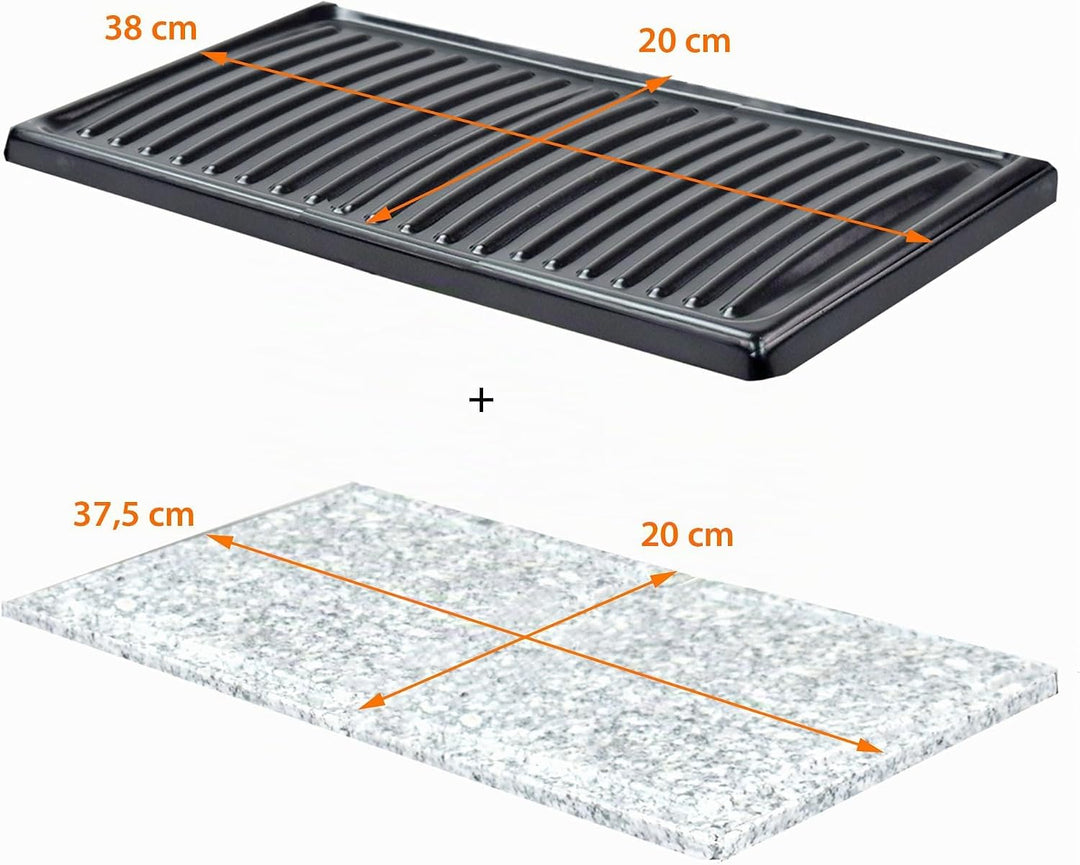 Syntrox 2er Platten-Set für Raclette Gent | Grillplatten | Steinplatte, Einfache Reinigung, Raclette