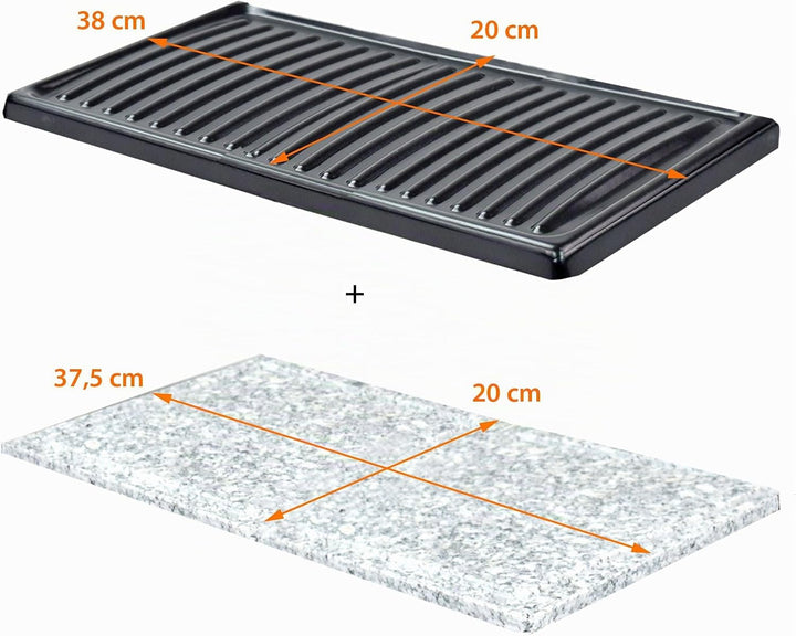 Syntrox 2er Platten-Set für Raclette Gent | Grillplatten | Steinplatte, Einfache Reinigung, Raclette