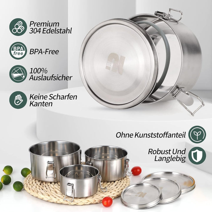 nicelock Brotdose Mit Trennung (3 Stück) Erwachsenen Lebensmittelbehälter Kinder Lunchbox Edelstahl