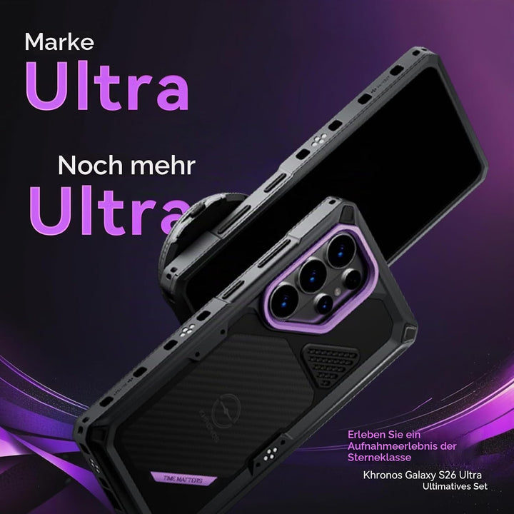 Tilta Khronos Galaxy S26 Ultra Hülle Space Gray, Kamerakäfig mit Quick-Release Snap-In, integrierten