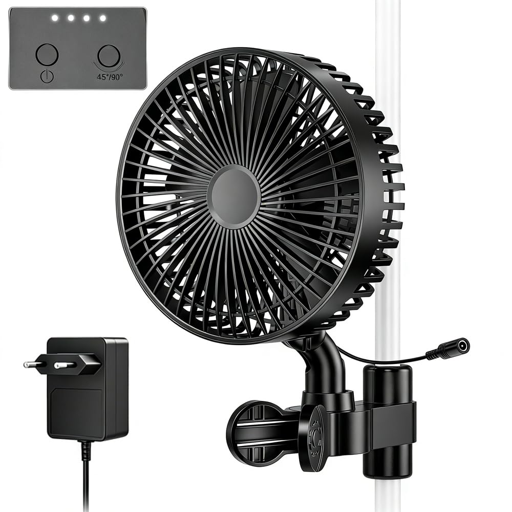 Grow Ventilator mit Clip, EC-Motor, Grow Clip-Ventilator mit 4-Geschwindigkeiten, 10W, 550 m3/h Luft