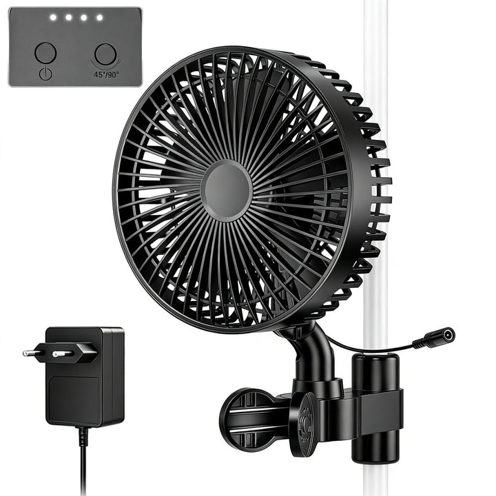 Grow Ventilator mit Clip, EC-Motor, Grow Clip-Ventilator mit 4-Geschwindigkeiten, 10W, 550 m3/h Luft