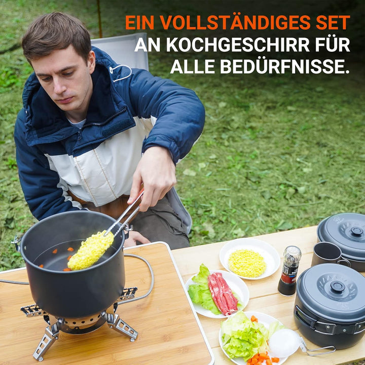 Bulin Camping Kochgeschirr Set Tragbar Outdoor Geschirr Set Aluminium Faltbare Camping Topf Kochtopf