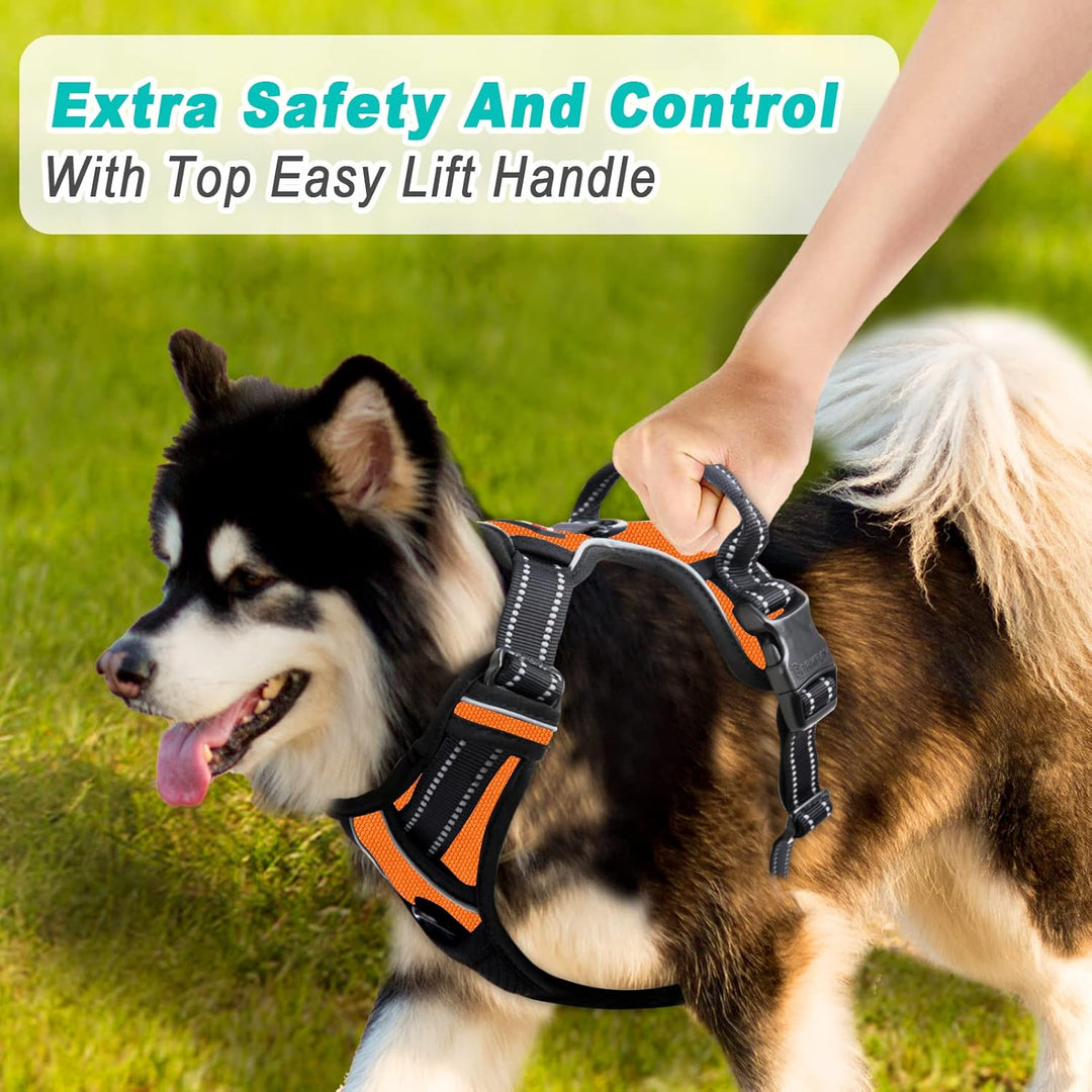 BARKBAY No Pull Hundegeschirr, gross, reflektierend, mit Frontclip und einfacher Kontrolle, für Spaz
