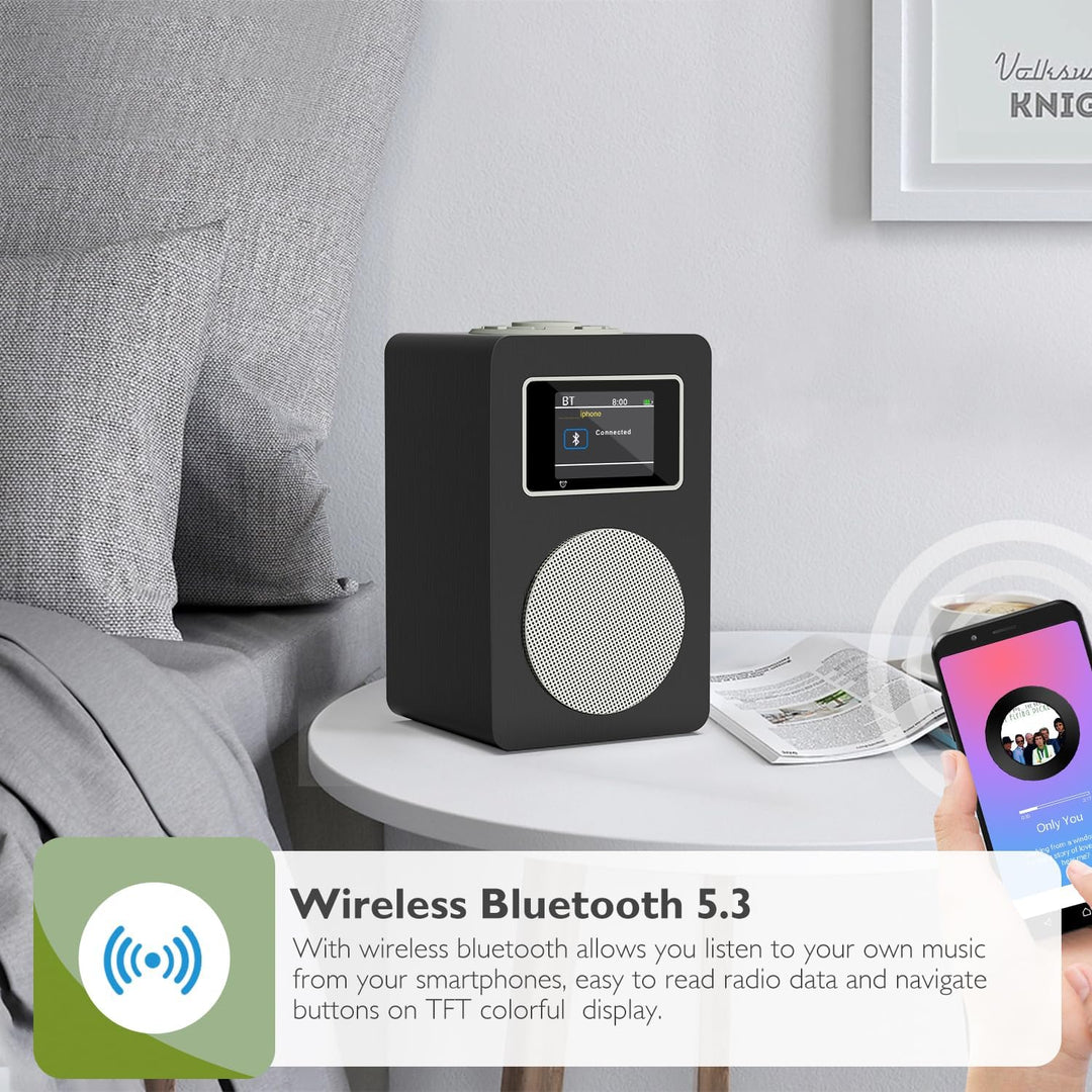MangoKit MD4 DAB Radio mit Bluetooth,DAB Plus Digitalradio,UKW Radio,Küchenradios,Netz- und Batterie
