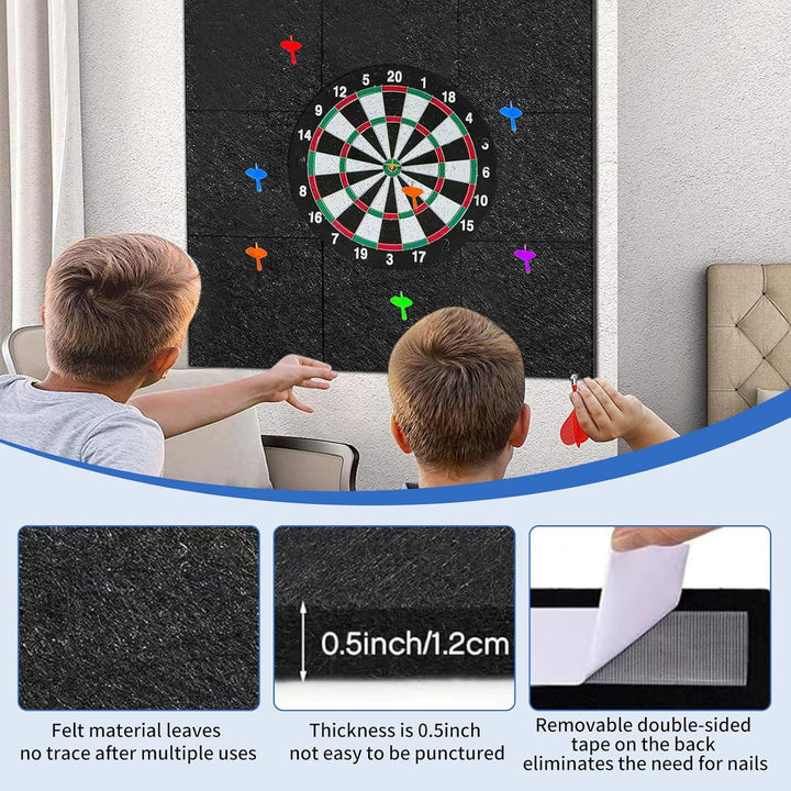 9Stück Selbstklebender Zusammensetzbarer Schutz,Dartboard Wandschutz,30x30cm Gespleisste Dart Backbo