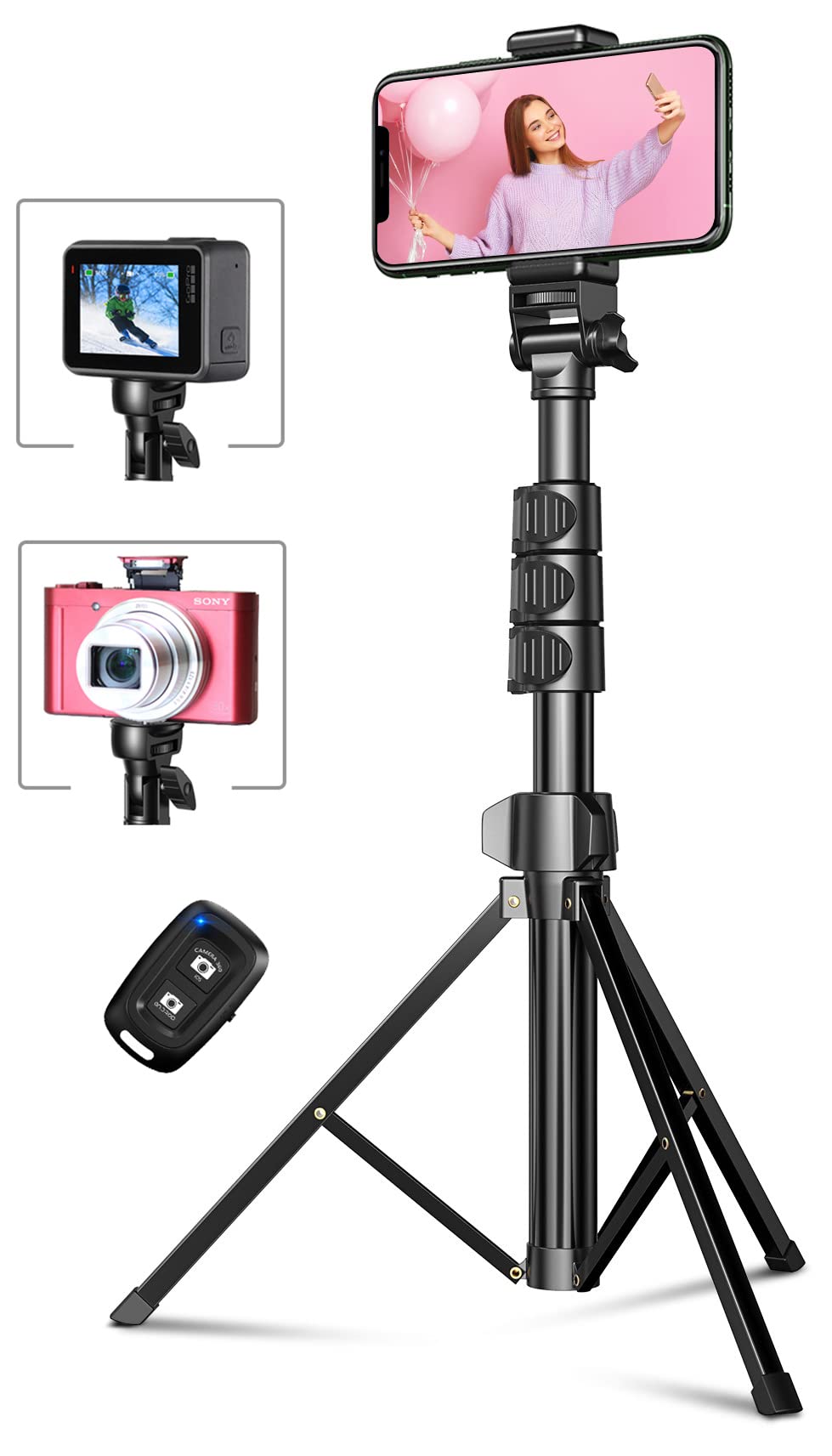 CIRYCASE 142cm Handy Stativ, Erweiterbarer All-in-One Selfie Stick Stativ mit Bluetooth Fernbedienun