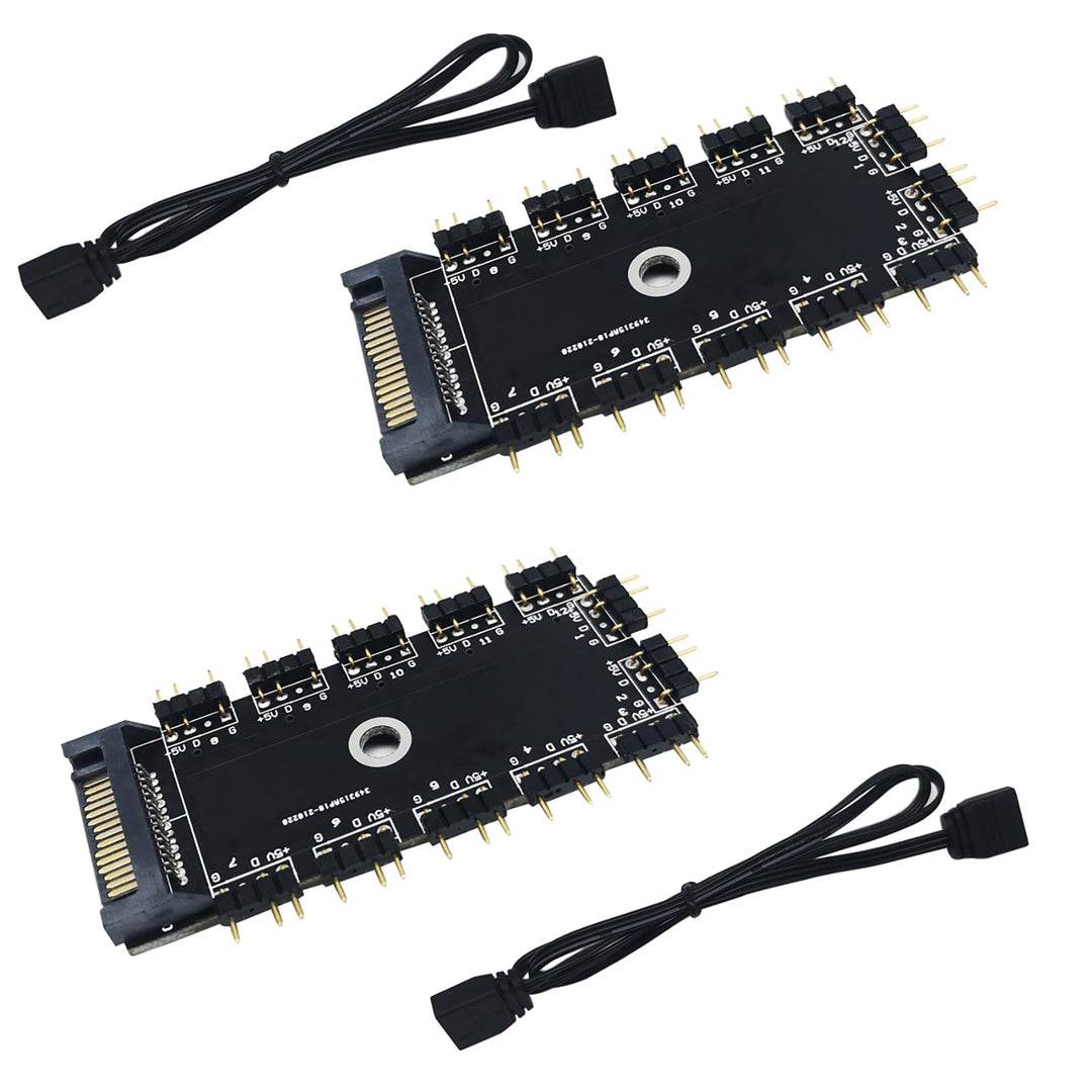 ARGB Controller, CTRICALVER 1 bis 11 Ports ARGB HUB, 5 V, 3 Pin RGB LED Splitter Hub mit SATA/IDE Po