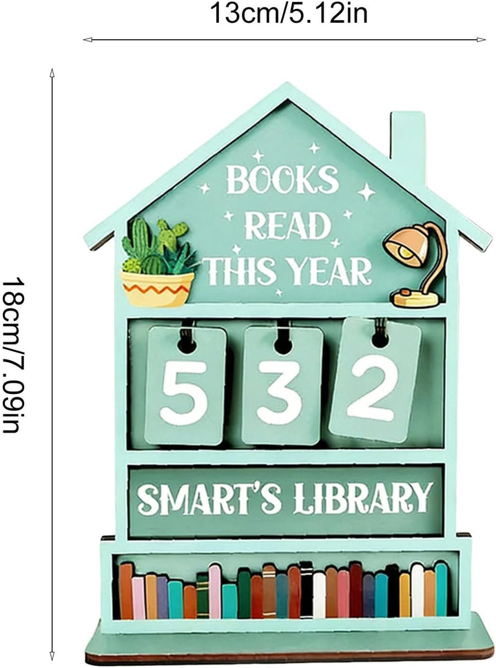 Books Read This Year Sign, Wooden Books Read This Year Counter, Rustic House Shaped Book Tracker for