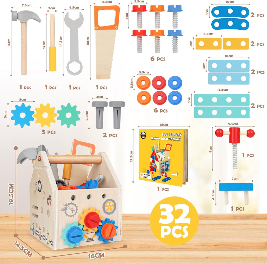 Werkzeugkoffer Kinder Werkzeug Holzspielzeug Spielzeug ab 3 Jahre Kinderwerkzeug Montessori Spielzeu