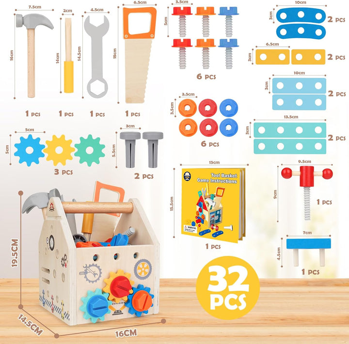 Werkzeugkoffer Kinder Werkzeug Holzspielzeug Spielzeug ab 3 Jahre Kinderwerkzeug Montessori Spielzeu