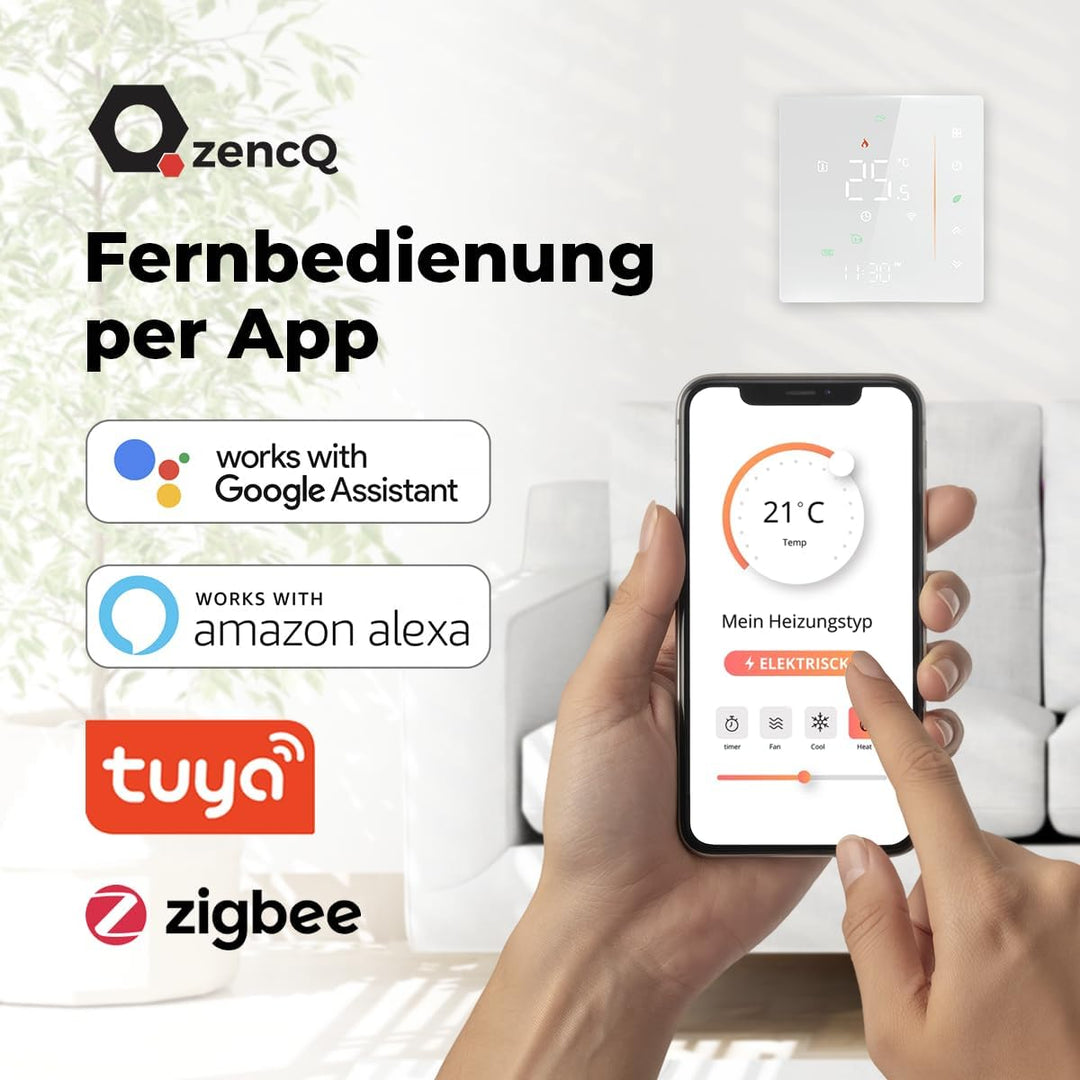 WiFi Thermostat Fussbodenheizung für Elektroheizung, LED Touchscreen Programmierbarer Raumthermostat