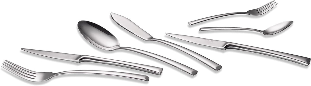 ECHTWERK Tafelbesteck Avelino, Silber Edition, 42-teilig, Essbesteck für bis zu 6 Personen, Edelstah